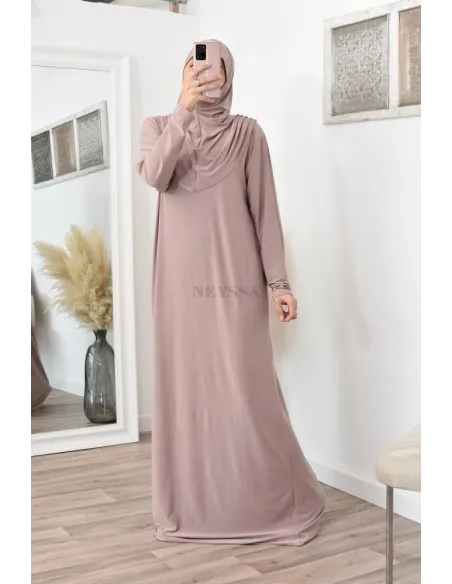 Robe de prière femme musulmane avec hijab intégré pas cher