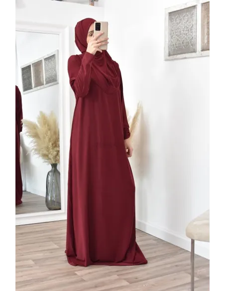 Robe de prière femme musulmane avec hijab intégré pas cher