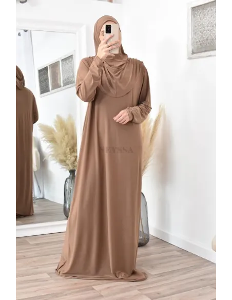 Robe de prière femme musulmane avec hijab intégré pas cher