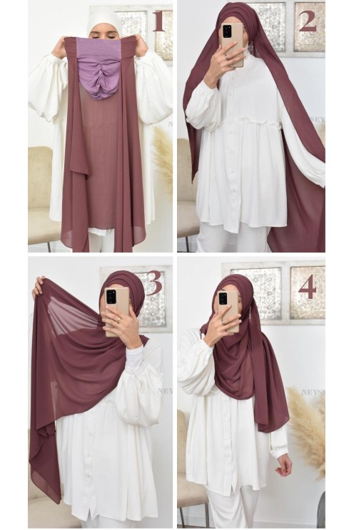 Inspiration hijab turc prêt à enfiler hijab simple bonnet croisé