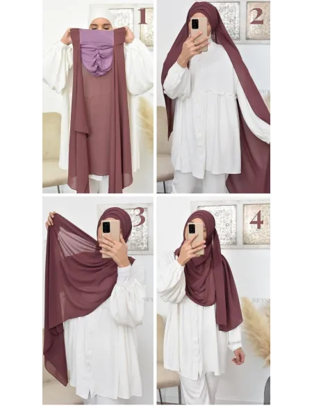 Inspiration hijab turc prêt à enfiler hijab simple bonnet croisé