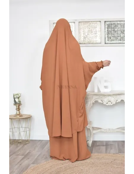 jilbab 2 pieces fluide manche froufrou haut de gamme et pas cher