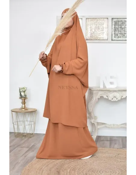 jilbab 2 pieces fluide manche froufrou haut de gamme et pas cher