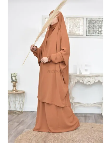 jilbab 2 pieces fluide manche froufrou haut de gamme et pas cher