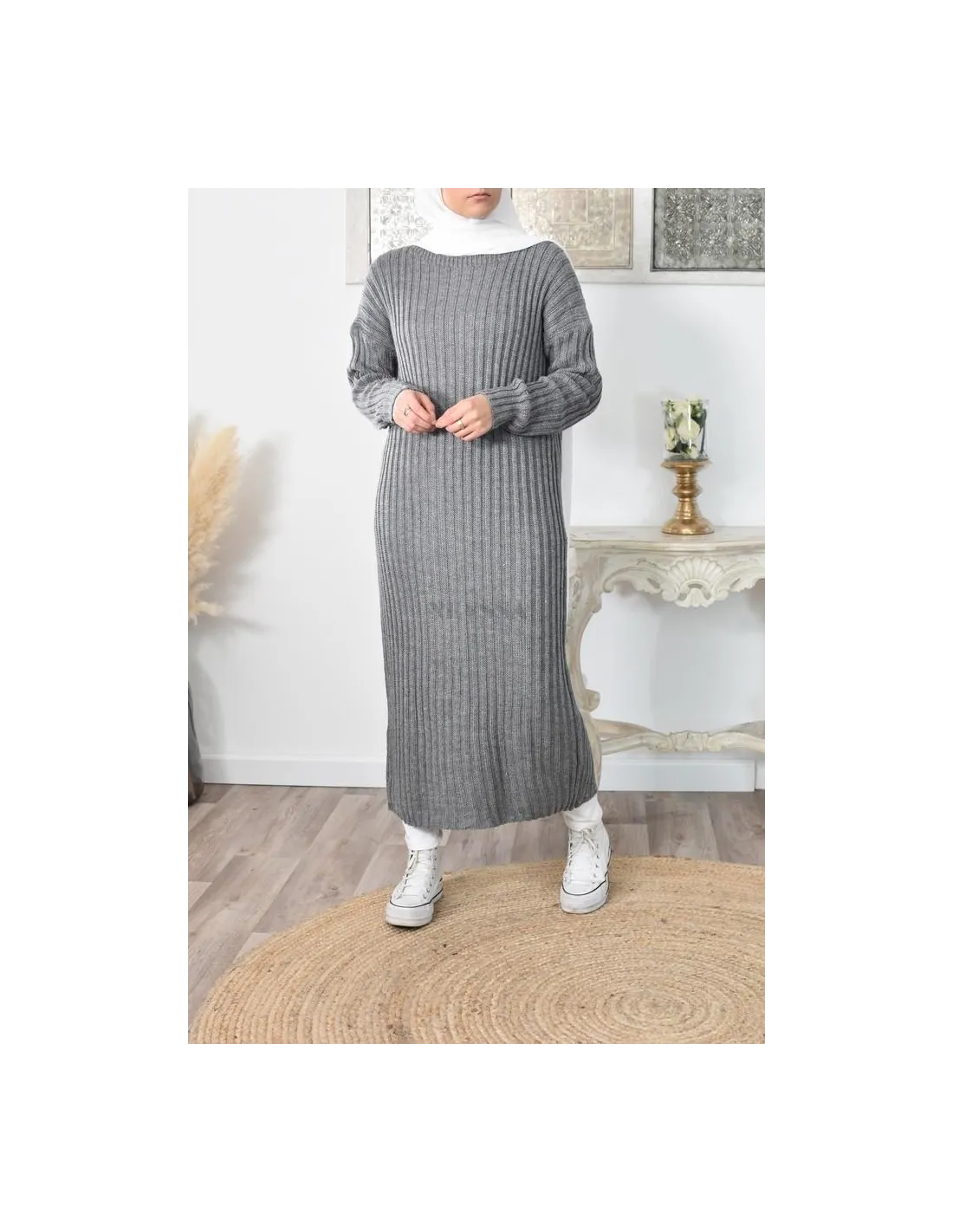 Robe Pull En Tricot à Manches Longues Pour Femme Automne Hiver Col Rond Robes Douces Et Chaudes, 11, M