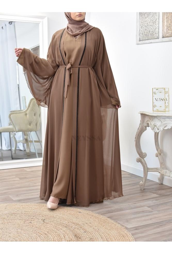 Robe abaya  Duba  3 pi ces moka tenue  parfaite pour l A d 