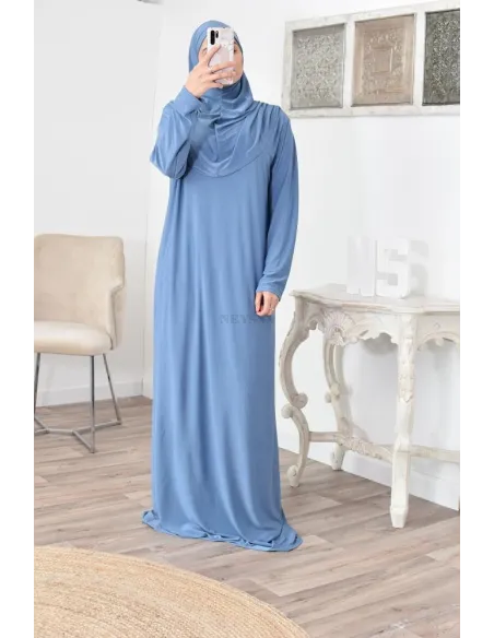 Robe de prière femme musulmane avec hijab intégré pas cher