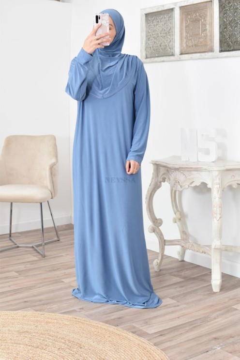 Robe de prière femme musulmane avec hijab intégré pas cher