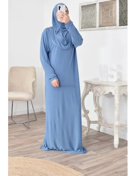 Robe de prière femme musulmane avec hijab intégré pas cher