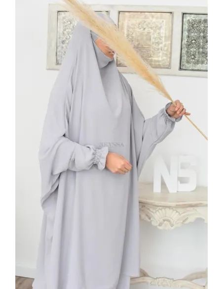 jilbab 2 pieces fluide manche froufrou haut de gamme et pas cher