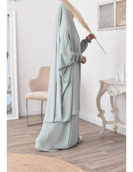 jilbab 2 pieces fluide manche froufrou haut de gamme et pas cher
