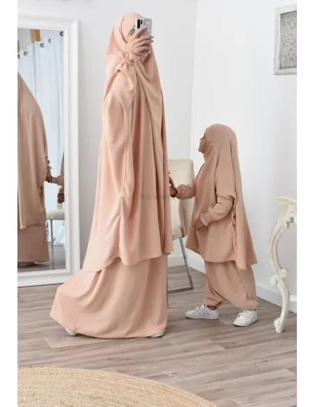 jilbab 2 pieces fluide manche froufrou haut de gamme et pas cher