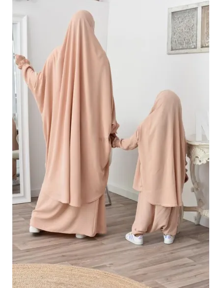 jilbab 2 pieces fluide manche froufrou haut de gamme et pas cher