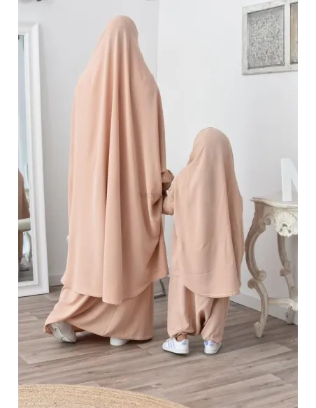 jilbab 2 pieces fluide manche froufrou haut de gamme et pas cher