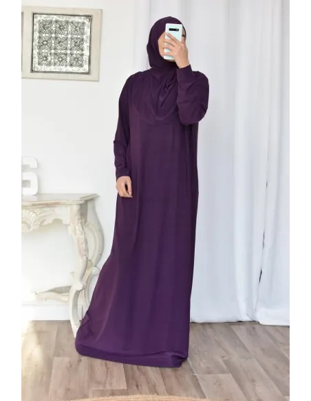 Robe de prière femme musulmane avec hijab intégré pas cher