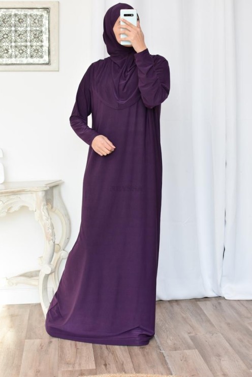 Robe de prière femme musulmane avec hijab intégré pas cher