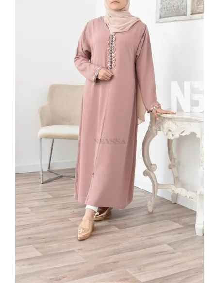 Djellaba Abaya marocain vieux rose traditionnelle Aïd et Ramadan 2021