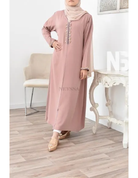 Djellaba Abaya marocain vieux rose traditionnelle Aïd et Ramadan 2021