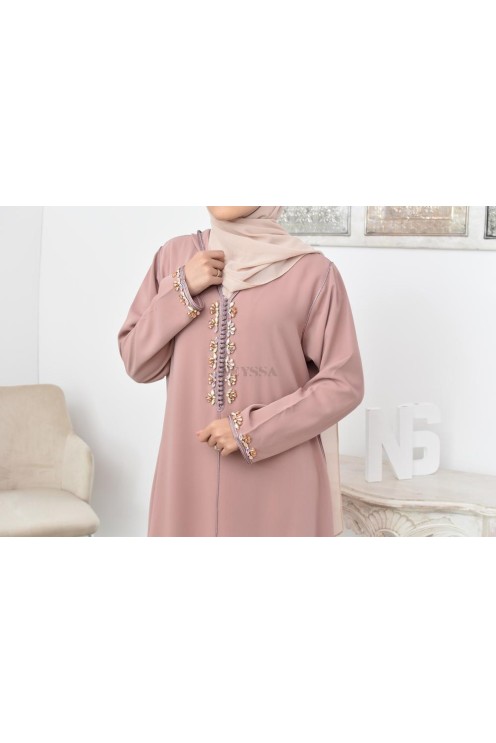 Djellaba Abaya marocain vieux rose traditionnelle Aïd et Ramadan 2021