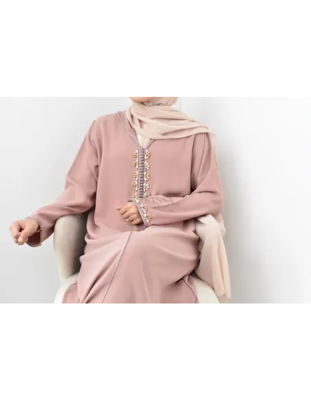Djellaba Abaya marocain vieux rose traditionnelle Aïd et Ramadan 2021