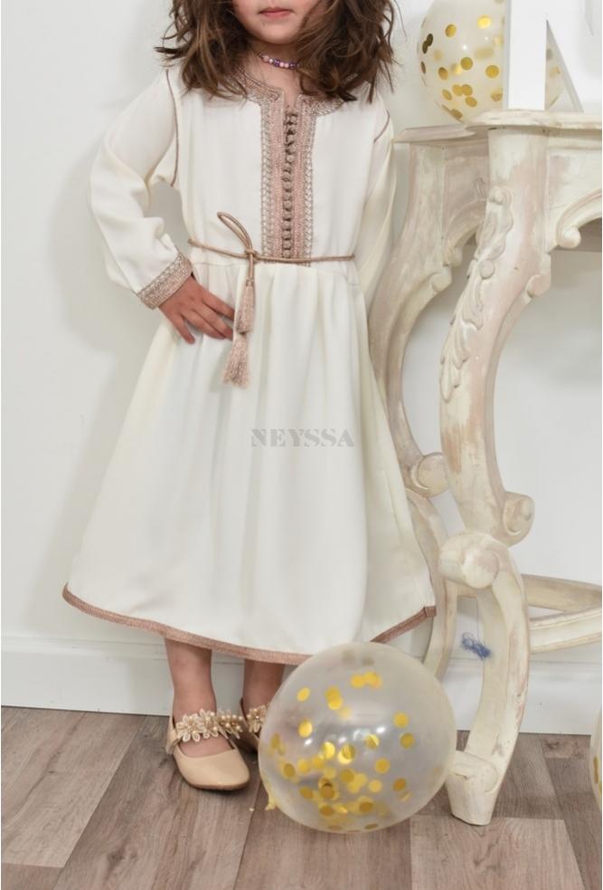 A Beautiful Off White Caftan Dress For Little Girls Eid El Fitr Outfit