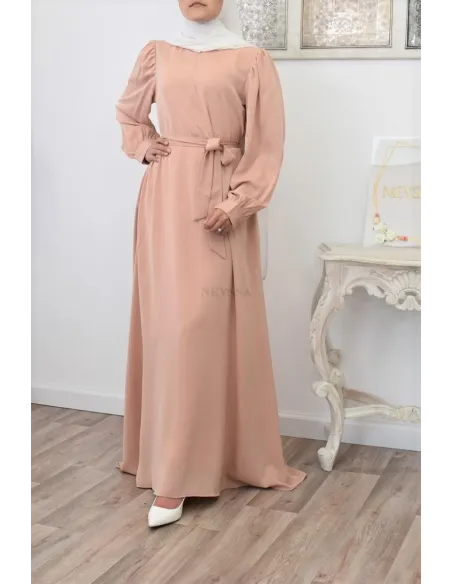 Robe longue mastoura évasée bien fluide pour vos fêtes musulmane