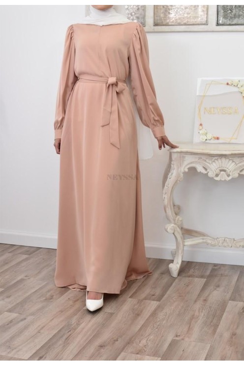 Robe longue mastoura évasée bien fluide pour vos fêtes musulmane