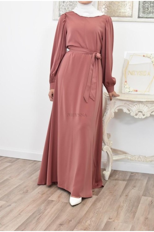 Robe longue mastoura évasée bien fluide pour vos fêtes musulmane