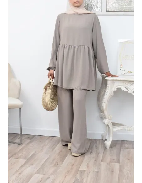 Ensemble fluide mastour tunique et pantalon été femme musulmane 