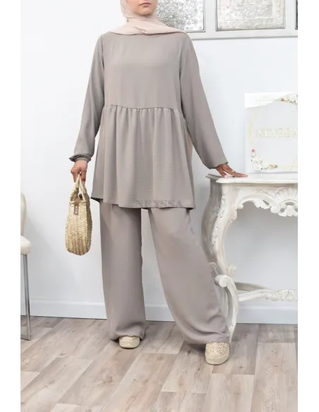 Ensemble fluide mastour tunique et pantalon été femme musulmane 