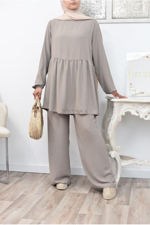 Ensemble fluide mastour tunique et pantalon été femme musulmane 