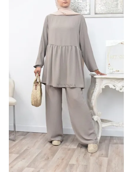 Ensemble fluide mastour tunique et pantalon été femme musulmane 