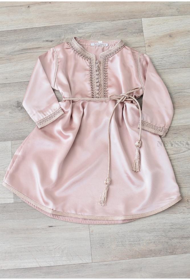 Sublime Nude Caftan Dress For Little Princess Girls Eid El Fitr Outfit