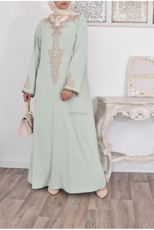 Robe abaya style caftan Marocain avec sfifa pour l'Aïd et les grandes occasions