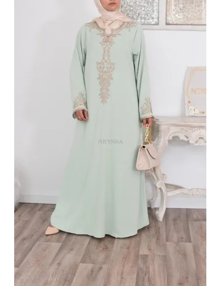 Robe abaya style caftan Marocain avec sfifa pour l'Aïd et les grandes occasions