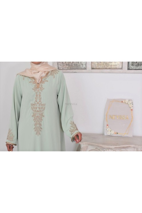 Robe abaya style caftan Marocain avec sfifa pour l'Aïd et les grandes occasions