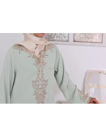Robe abaya style caftan Marocain avec sfifa pour l'Aïd et les grandes occasions