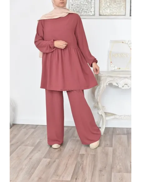 Ensemble fluide mastour tunique et pantalon été femme musulmane 