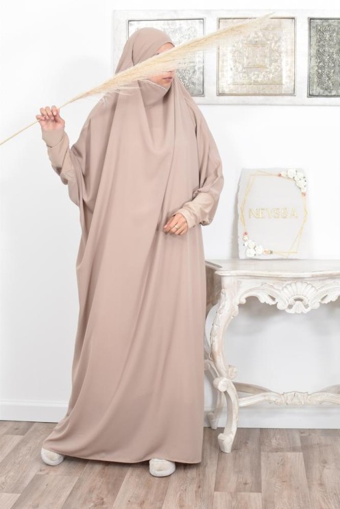 Jilbab une pièce wool peach léger fluide pas cher
