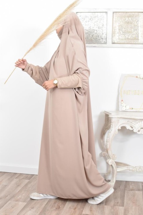 Jilbab une pièce wool peach léger fluide pas cher