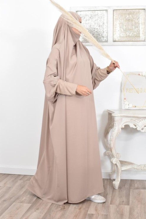 Jilbab une pièce wool peach léger fluide pas cher