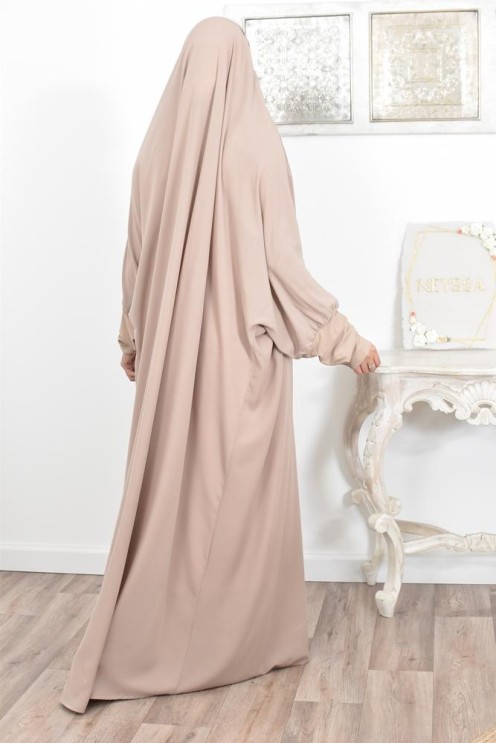 Jilbab une pièce wool peach léger fluide pas cher