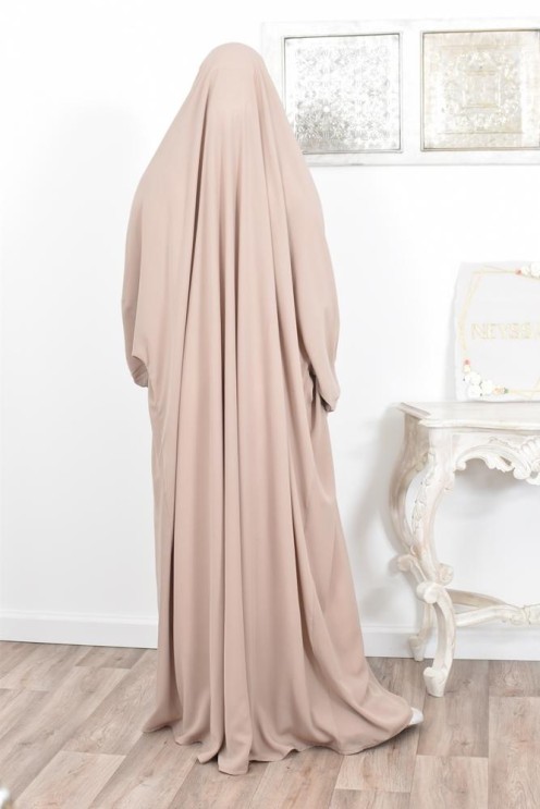 Jilbab une pièce wool peach léger fluide pas cher