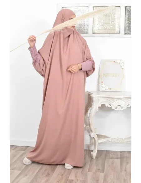 Jilbab une pièce wool peach léger fluide pas cher