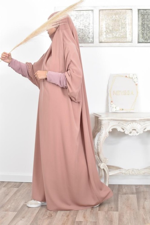 Jilbab une pièce wool peach léger fluide pas cher