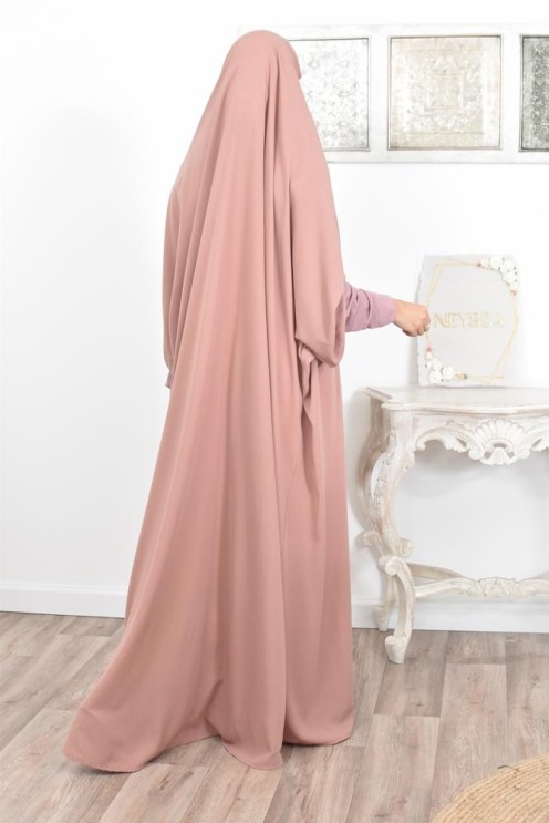 Jilbab une pièce wool peach léger fluide pas cher