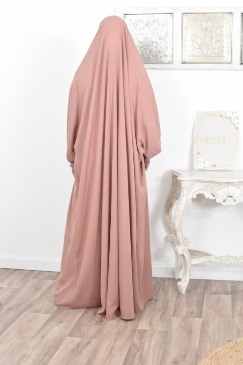 Jilbab une pièce wool peach léger fluide pas cher