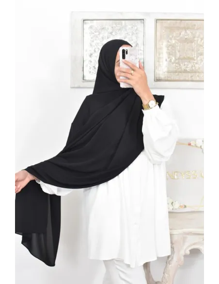 Maxi hijab mousseline opaque, grand hijab grand voile mega hijab 1m90