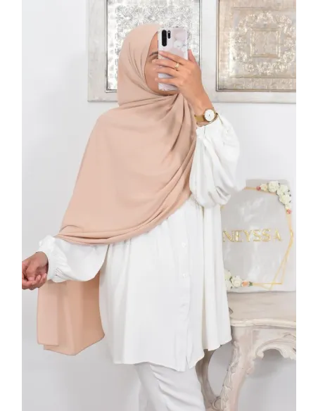 Maxi hijab mousseline opaque, grand hijab grand voile mega hijab 1m90