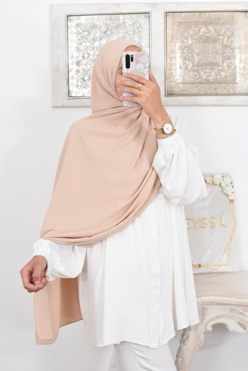 Maxi hijab mousseline opaque, grand hijab grand voile mega hijab 1m90